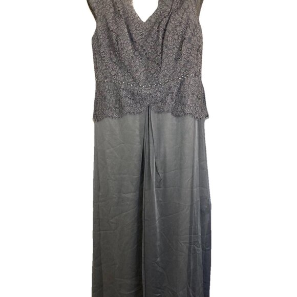 Jade by Jasmine Silver J175069 Mother Bride Dress Lace Designer Size US 14 NWT - Picture 1 of 8